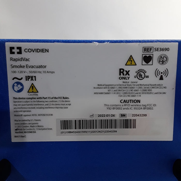 Covidien RapidVac SE3690 Smoke Evacuator