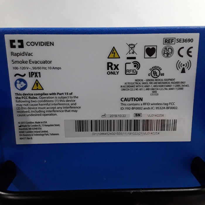 Covidien RapidVac SE3690 Smoke Evacuator