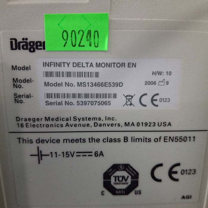 Draeger Medical Infinity Delta Patient Monitor