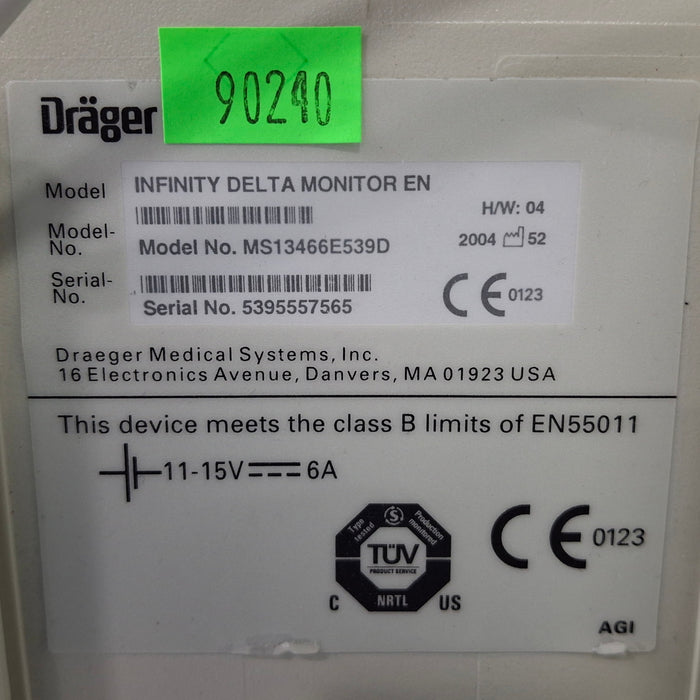 Draeger Medical Infinity Delta Patient Monitor