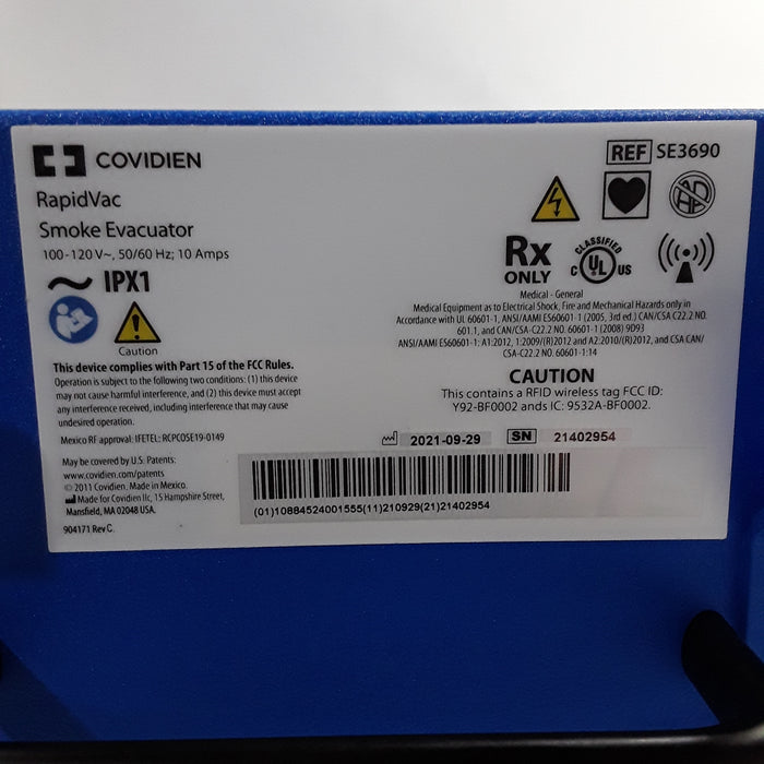 Covidien RapidVac SE3690 Smoke Evacuator