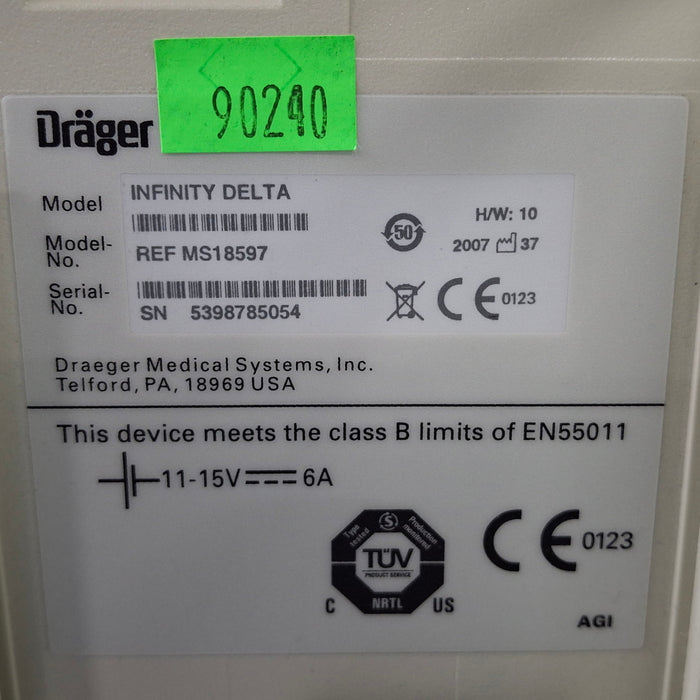 Draeger Medical Infinity Delta Patient Monitor