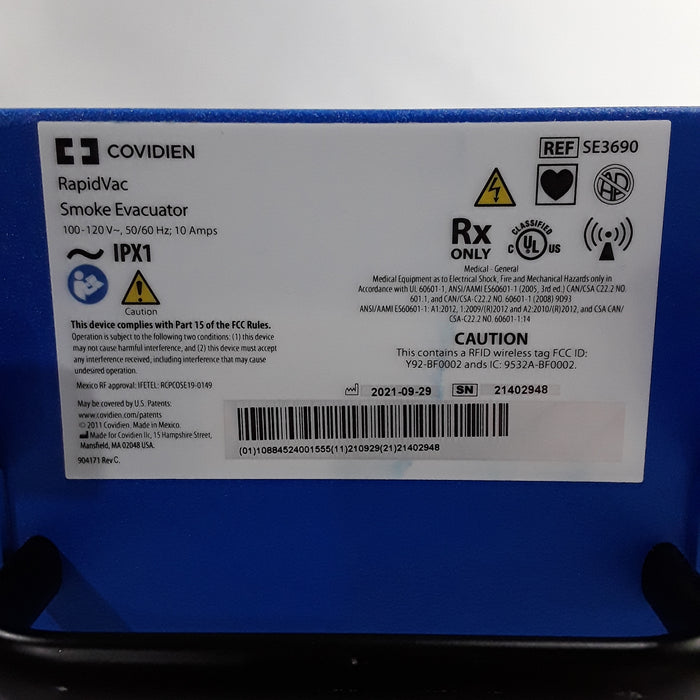 Covidien RapidVac SE3690 Smoke Evacuator