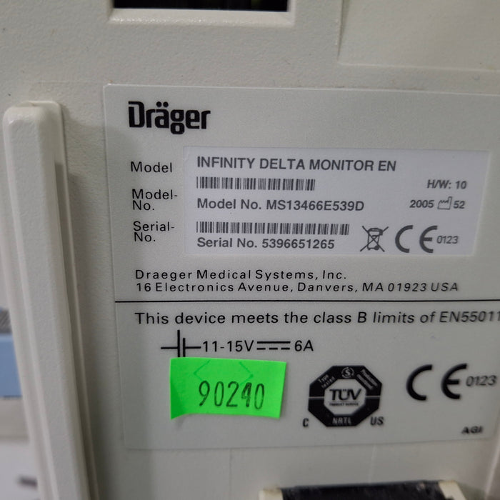 Draeger Medical Infinity Delta Patient Monitor