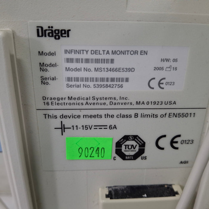 Draeger Medical Infinity Delta Patient Monitor