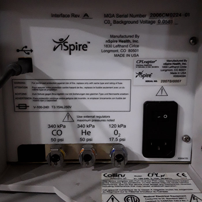 Collins Medical CPL pf Respiratory Analyzer