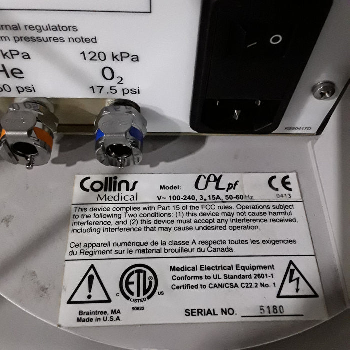 Collins Medical CPL pf Respiratory Analyzer