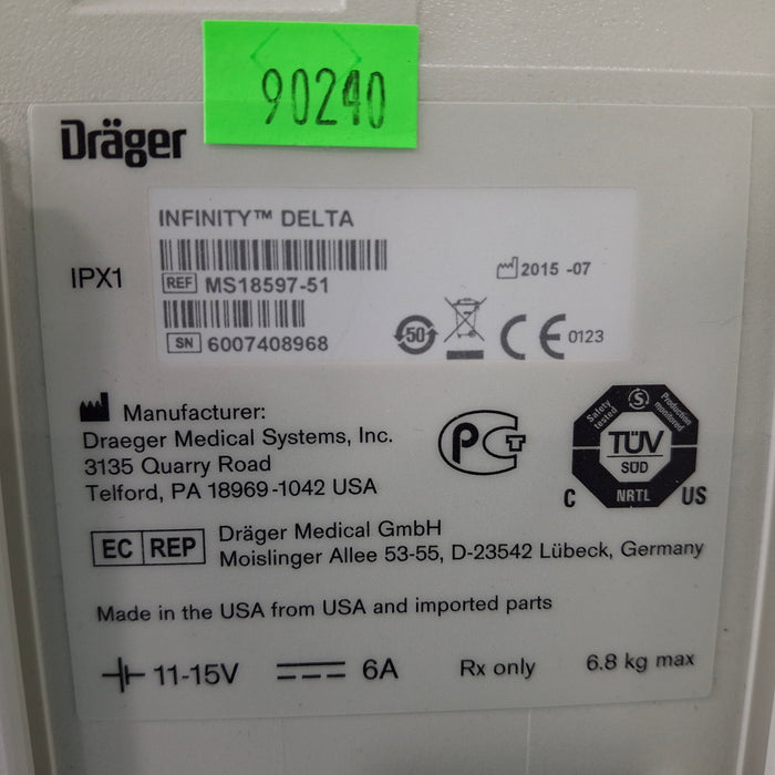 Draeger Medical Infinity Delta Patient Monitor