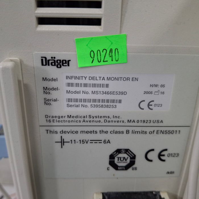 Draeger Medical Infinity Delta Patient Monitor