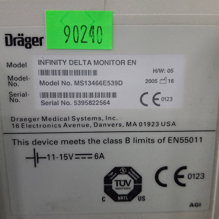 Draeger Medical Infinity Delta Patient Monitor