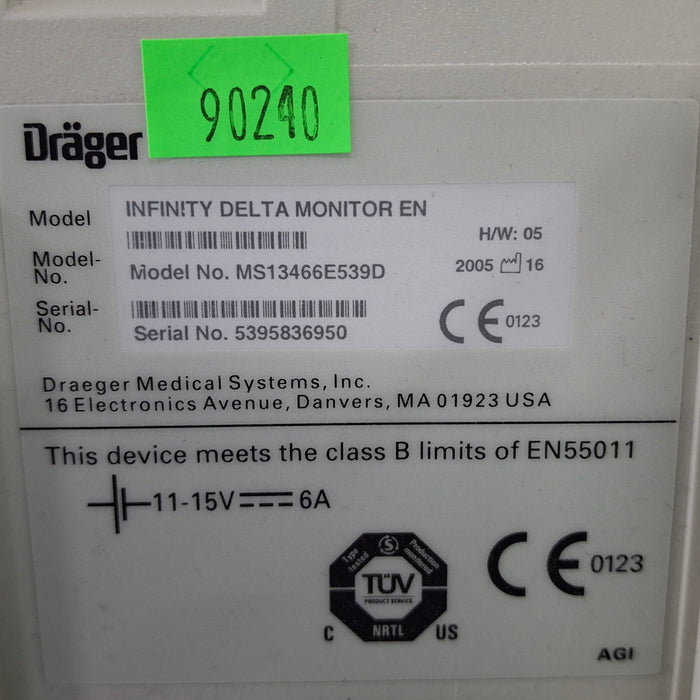 Draeger Medical Infinity Delta Patient Monitor