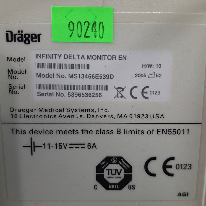 Draeger Medical Infinity Delta Patient Monitor