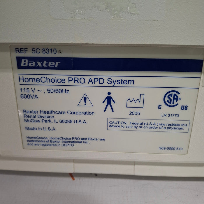 Baxter HomeChoice Pro APD Automated PD Dialysis System