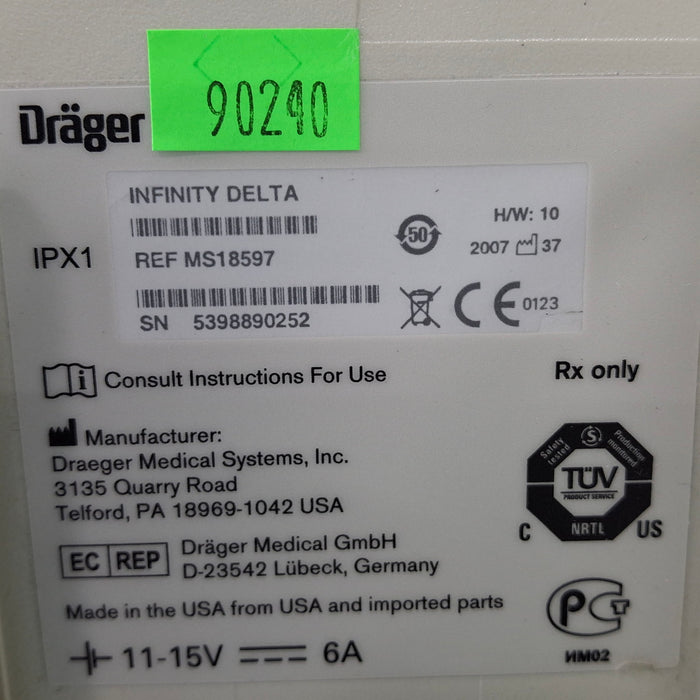 Draeger Medical Infinity Delta Patient Monitor