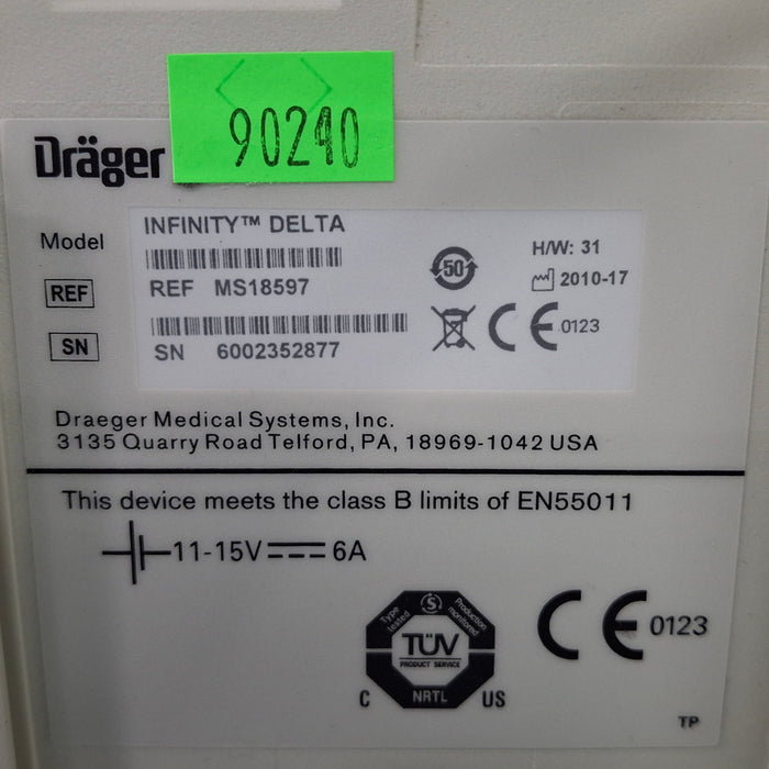 Draeger Medical Infinity Delta Patient Monitor