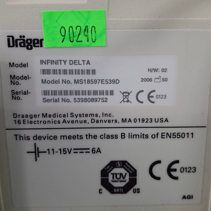 Draeger Medical Infinity Delta Patient Monitor