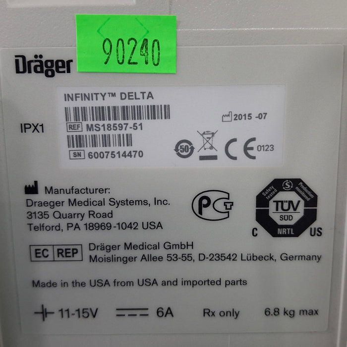 Draeger Medical Infinity Delta Patient Monitor