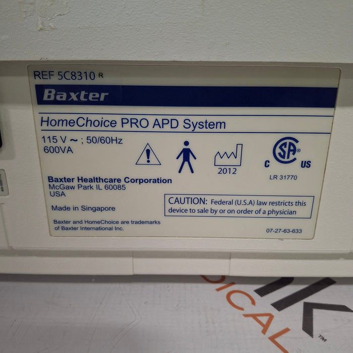 Baxter HomeChoice Pro APD Automated PD Dialysis System