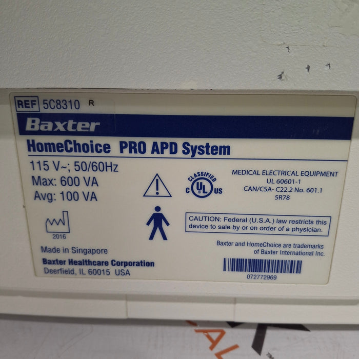 Baxter HomeChoice Pro APD Automated PD Dialysis System