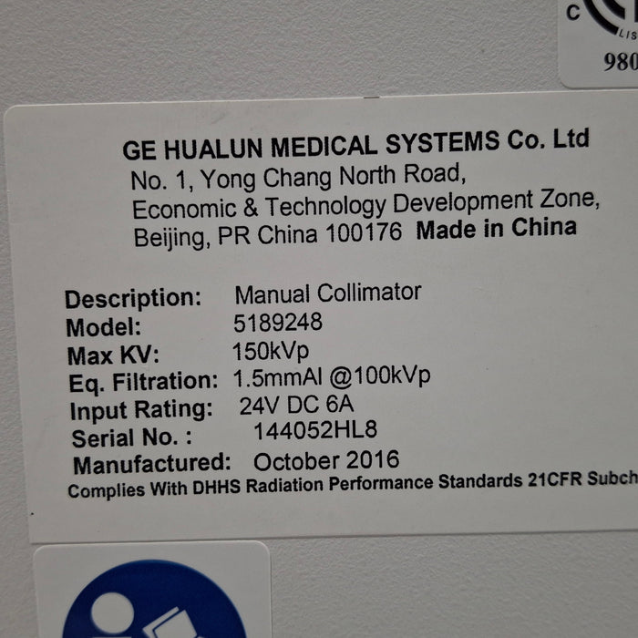 GE Healthcare 5189248 Manual Collimator