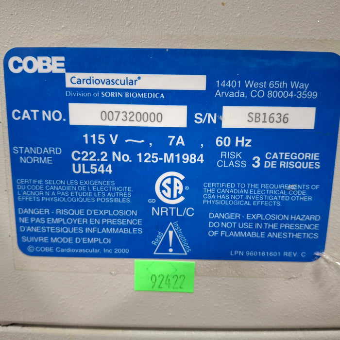 Cobe Brat 2 Cell Saver Auto Transfusion System