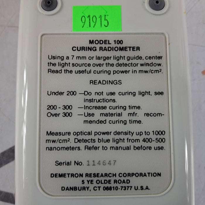 Demetron Research Corporation Model 100 Curing Radiometer