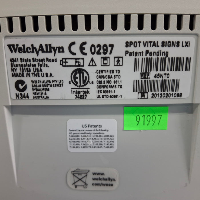 Welch Allyn Spot LXi - NIBP, SureTemp Plus, Nellcor SpO2 Vital Signs Monitor