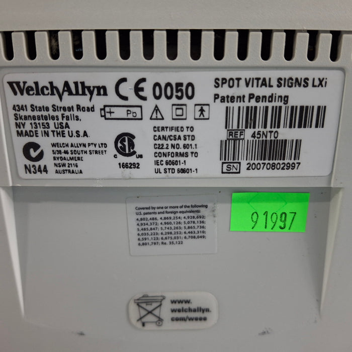 Welch Allyn Spot LXi - NIBP, SureTemp Plus, Nellcor SpO2 Vital Signs Monitor