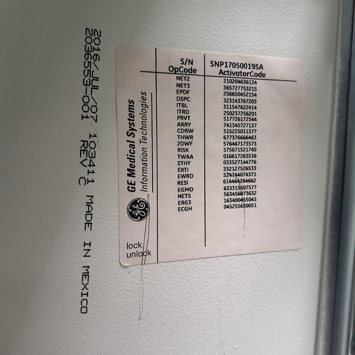 GE Healthcare Case 6.7 Console w/ T2100 Stress Test System