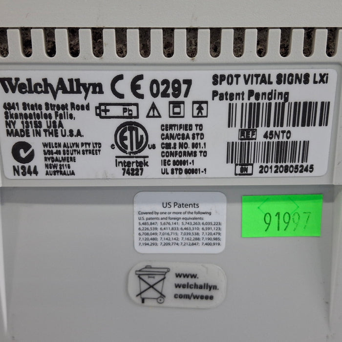 Welch Allyn Spot LXi - NIBP, SureTemp Plus, Nellcor SpO2 Vital Signs Monitor