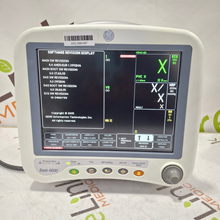 GE Healthcare Dash 4000 - GE/Nellcor SpO2 Patient Monitor