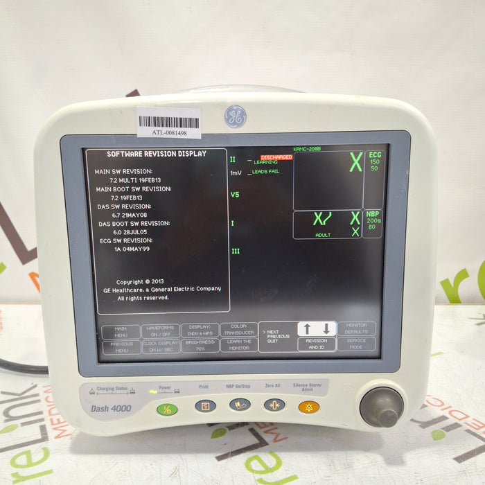 GE Healthcare Dash 4000 - GE/Nellcor SpO2 Patient Monitor