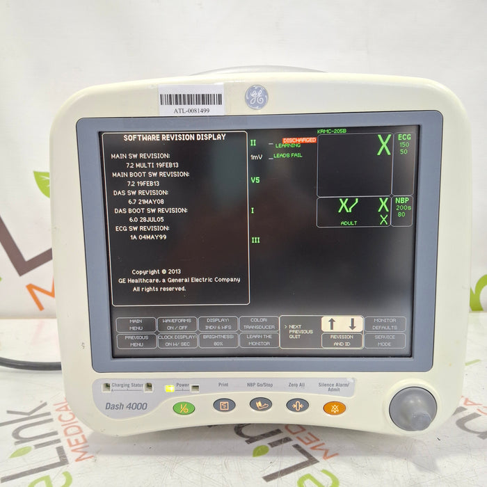 GE Healthcare Dash 4000 - GE/Nellcor SpO2 Patient Monitor