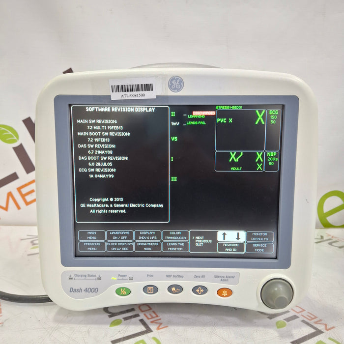 GE Healthcare Dash 4000 - GE/Nellcor SpO2 Patient Monitor