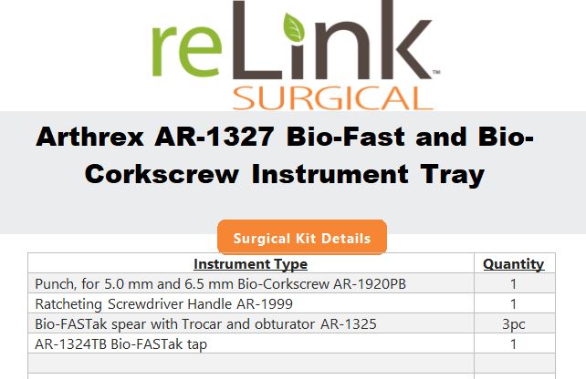 Arthrex AR-1327 Bio-FASTak Instrumentation Set