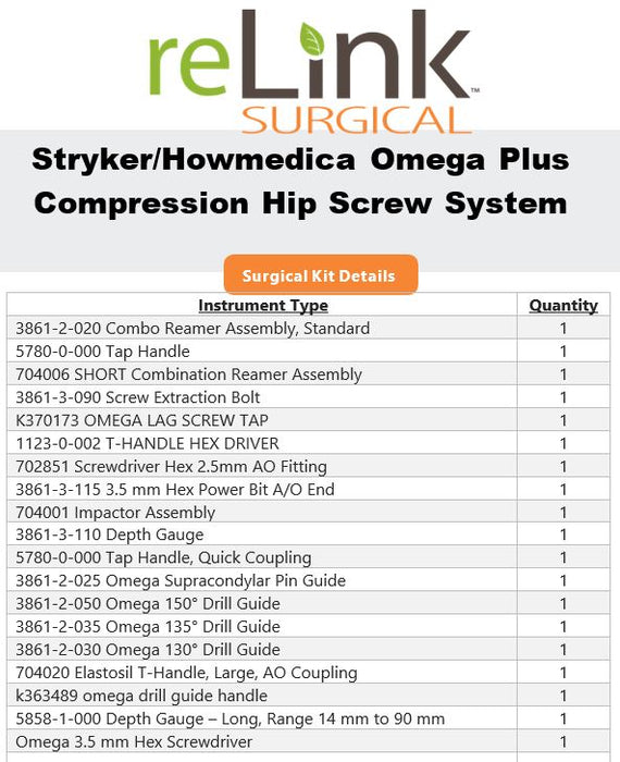 Stryker Omega Plus Compression Hip Screw System