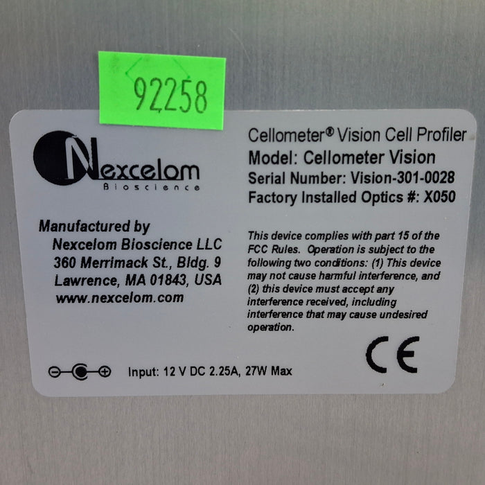 Nexcelom Bioscience LLC Cellometer Vision Image Cytometer