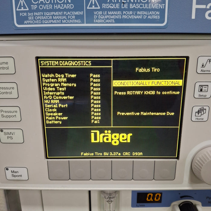 Draeger Medical Fabius Tiro Anesthesia Machine