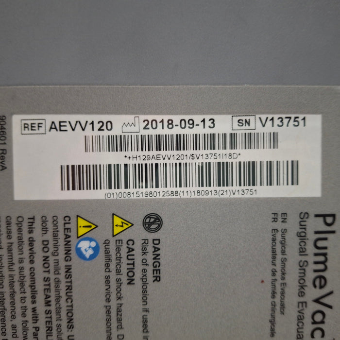 Zimmer PlumeVac AEVV120 Surgical Smoke Evacuator