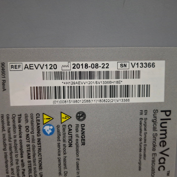 Zimmer PlumeVac AEVV120 Surgical Smoke Evacuator