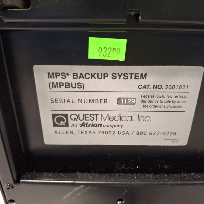 Quest Medical Quest Medical MPBUS MPS Backup System Cardiology reLink Medical