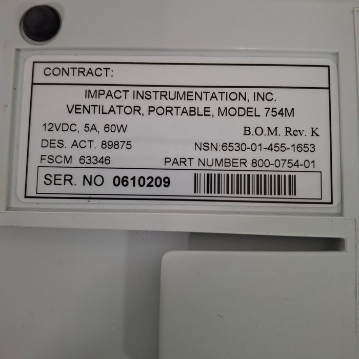 Impact Instrumentation Inc. Uni-Vent 754 Portable Ventilator