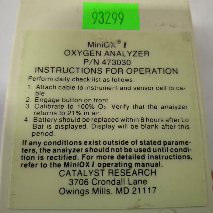 MSA MSA MiniOx I Oxygen Analyzer 473030