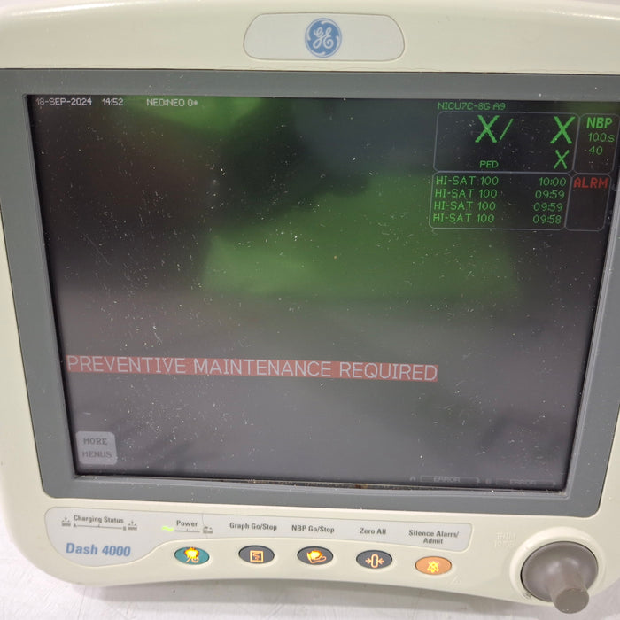 GE Healthcare Dash 4000 - Masimo SpO2 Patient Monitor