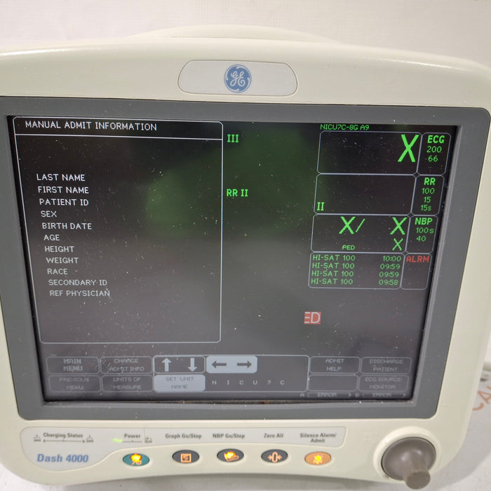 GE Healthcare Dash 4000 - Masimo SpO2 Patient Monitor