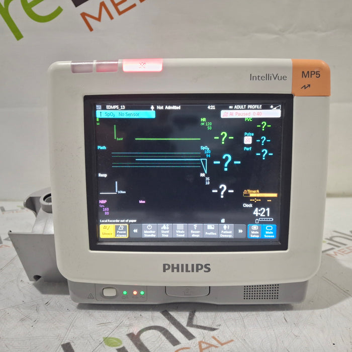 Philips Intellivue MP5 - ECG, Fast SpO2, NIBP Patient Monitor