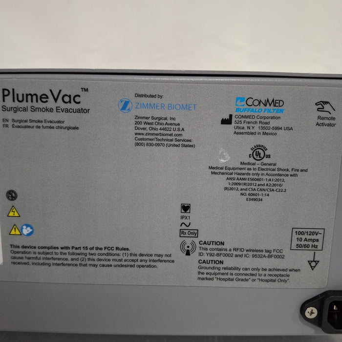 Zimmer PlumeVac AEVV120 Surgical Smoke Evacuator