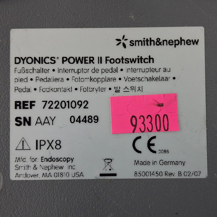 Smith & Nephew Dyonics Power 2 Power Footswitch