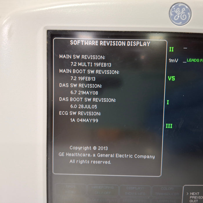 GE Healthcare Dash 3000 - Masimo SpO2 Patient Monitor