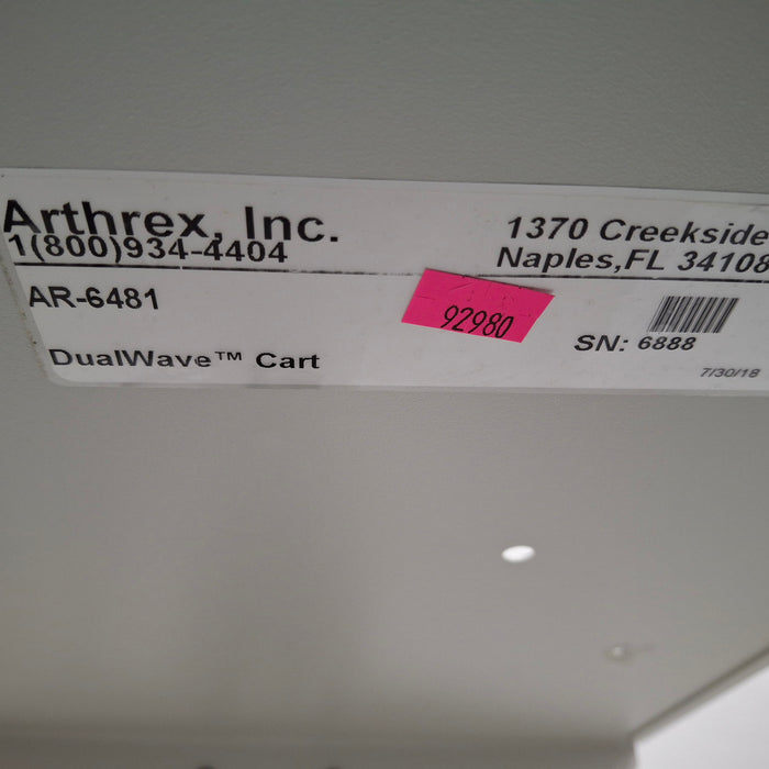 Arthrex AR-6481 Pump Cart, Dual Wave, Pharamacy/Med Cart